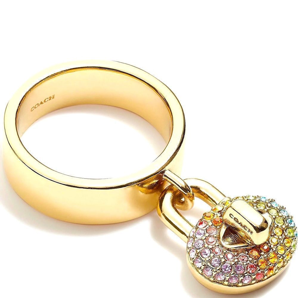 Authentic Coach Pave turnlock ring